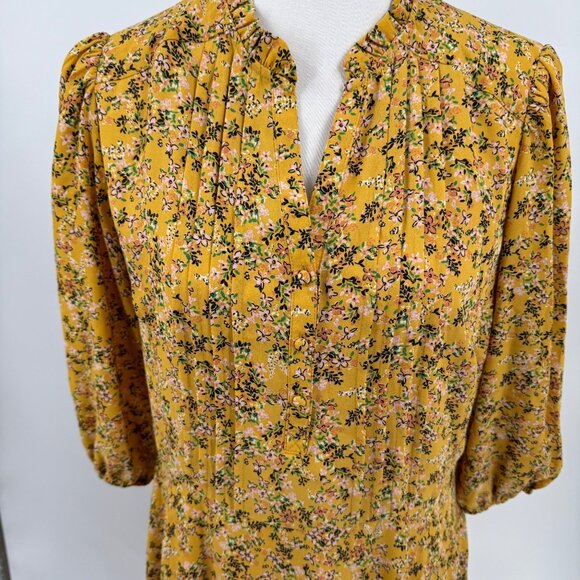 Nanette Lepore Womens Floral Yellow Dress Size 10, 3/4 Sleeve Made In China - Picture 5 of 12